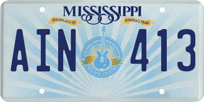 MS license plate AIN413