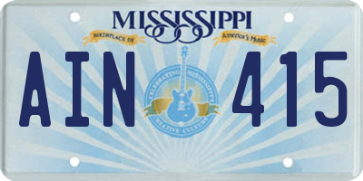 MS license plate AIN415