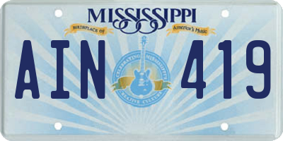 MS license plate AIN419