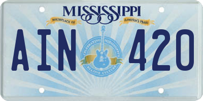 MS license plate AIN420