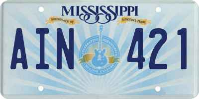 MS license plate AIN421