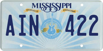 MS license plate AIN422