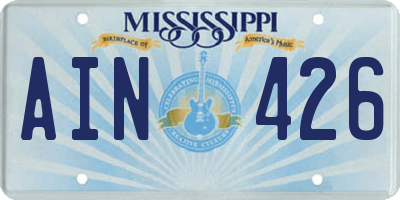 MS license plate AIN426