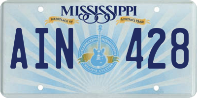 MS license plate AIN428