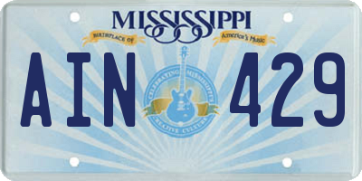 MS license plate AIN429
