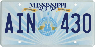 MS license plate AIN430