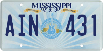MS license plate AIN431