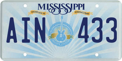 MS license plate AIN433