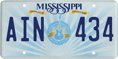 MS license plate AIN434