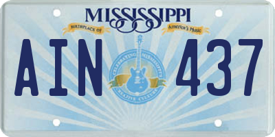 MS license plate AIN437