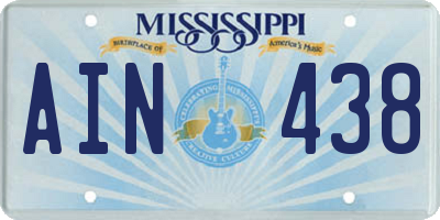 MS license plate AIN438