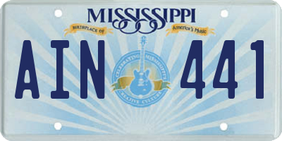MS license plate AIN441