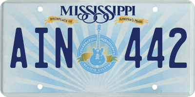 MS license plate AIN442