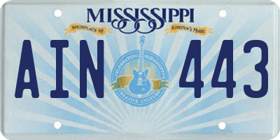 MS license plate AIN443