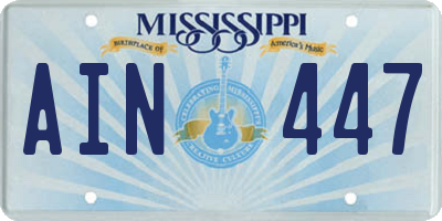 MS license plate AIN447