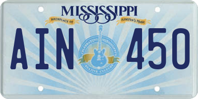 MS license plate AIN450