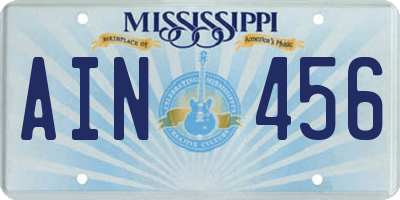 MS license plate AIN456