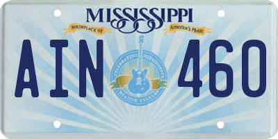 MS license plate AIN460