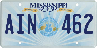 MS license plate AIN462