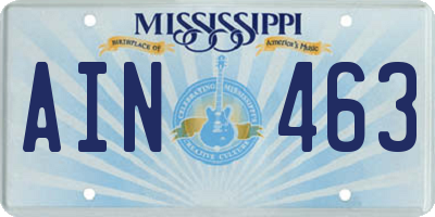 MS license plate AIN463