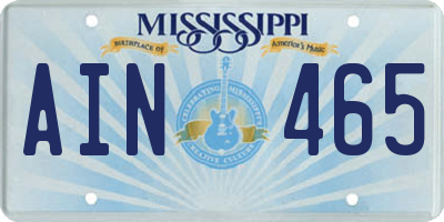 MS license plate AIN465
