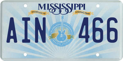 MS license plate AIN466
