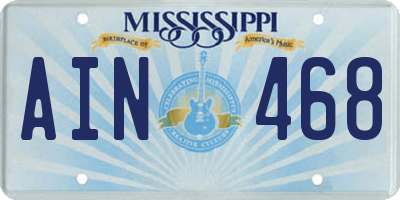 MS license plate AIN468