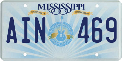 MS license plate AIN469