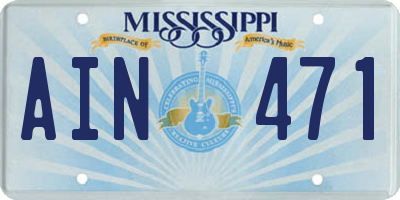 MS license plate AIN471