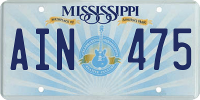 MS license plate AIN475