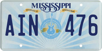 MS license plate AIN476