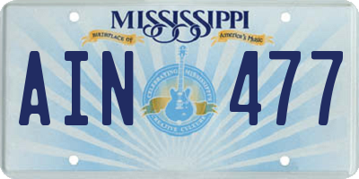 MS license plate AIN477