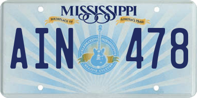 MS license plate AIN478