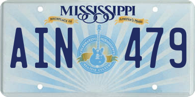 MS license plate AIN479