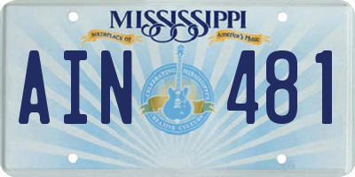 MS license plate AIN481