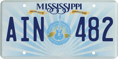MS license plate AIN482