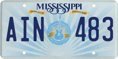 MS license plate AIN483