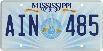 MS license plate AIN485
