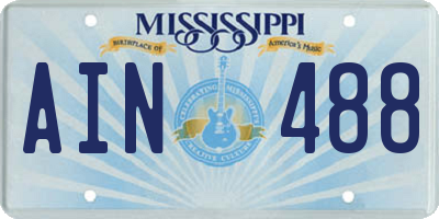 MS license plate AIN488