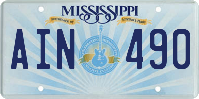 MS license plate AIN490
