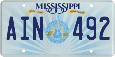 MS license plate AIN492