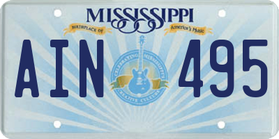 MS license plate AIN495