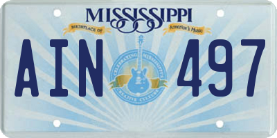 MS license plate AIN497