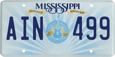 MS license plate AIN499