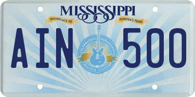 MS license plate AIN500