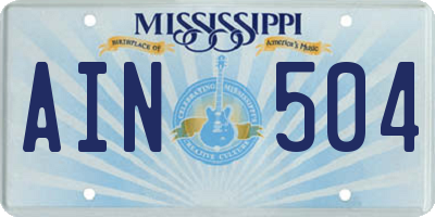 MS license plate AIN504