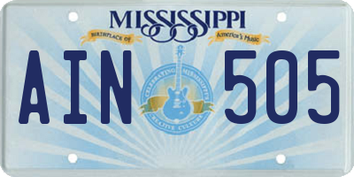 MS license plate AIN505