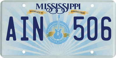 MS license plate AIN506
