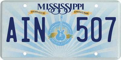 MS license plate AIN507