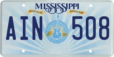 MS license plate AIN508